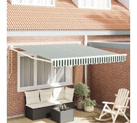Auvent Rétractable Manuel Vidaxl Vert Et Blanc 350x250 Cm, Tissu De Rechange Pour Auvent Vidaxl Cadre 3.5x2.5 M Vert Et Blanc