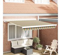 Auvent Rétractable Manuel Vidaxl Vert Et Jaune 350x250 Cm, Tissu De Remplacement Pour Auvent Vidaxl Pour Cadre 3.5x2.5 M Vert Et Jaune