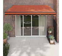 Auvent rétractable motorisé/manuel pour balcon, terrasse, extérieur, tissu aluminium, 3,5 x 2,5 m, marron orange, idéal pour la protection solaire, auvent polyvalent.