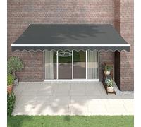 Auvent rétractable motorisé/manuel pour balcon, terrasse, tissu anthracite et aluminium, idéal pour protection solaire et résistance aux intempéries - 4 x 3 m