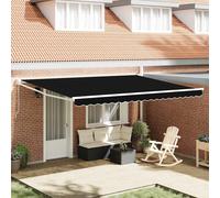 vidaXL Store Rétractable Manuel Noir 450x300 cm, Tissu de Remplacement pour Store 4.5x3 m Noir