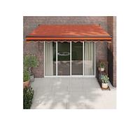 Vidaxl Auvent Rétractable Orange Et Marron 3,5x2,5m Tissu Et Aluminium
