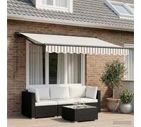 vidaXL Auvent rétractable Gris Clair et Blanc 3 x 2,5 m, Auvent rétractable rectangulaire Moderne, Solution d'ombre pour patios, balcons, Jardins, résistant et Ajustable