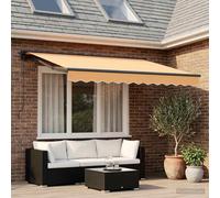 vidaXL Auvent rétractable Sable 3,5 x 2,5 m Polyester et Aluminium, Auvent rétractable rectangulaire Moderne, Solution d'ombre pour patios, balcons, Jardins, résistant et Ajustable