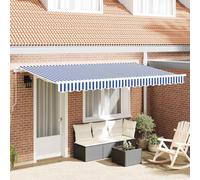 vidaXL Store rétractable 4 x 2 m Bleu et Blanc avec Un Cadre Manuel en Polyester, résistant aux UV et à l'eau, rayé. Idéal pour Le Montage Mural, il Offre de l'ombre à l'extérieur. C'est Une protecti