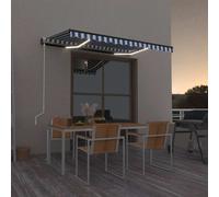 vidaXL Luifel automatisch met LED en windsensor 300x250 cm blauw wit3069071 Blanc G