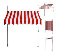 Auvent rétractable pour extérieur, 3 x 1,2 m, abri de soleil imperméable pour jardin, jardin, balcon (rouge/blanc, 2,4 x 1,2 m)