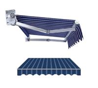Auvent rétractable pour terrasse - 250 x 200 cm/400 x 200 cm - Tissu de rechange en polyester pour fenêtre et porte - Bleu marine - 3 x 3 m - Protection UV et résistant aux intempéries