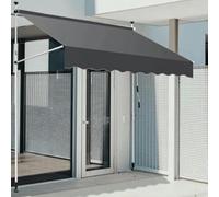 Auvent rétractable pour terrasse - 350 x 120 cm - Réglable - avec manivelle - Résistant aux UV - Gris - 150 x 120 cm