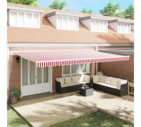 vidaXL Auvent Manuel Rétractable 600X300 cm Rayé Rouge et Blanc | Ombre extérieure avec Angle Ajustable | Résistant aux intempéries | Polyester | Installation Facile avec Matériel de Montage Patio