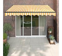 Vidaxl Auvent Rétractable Jaune Et Blanc 4,5x3 M Tissu Et Aluminium