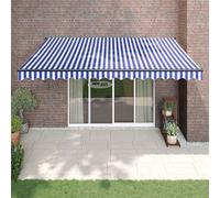 Vidaxl Auvent Rétractable Bleu Et Blanc 4,5x3 M Tissu Et Aluminium