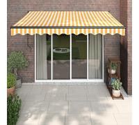 Auvent rétractable automatique jaune et blanc 4,5x3 m