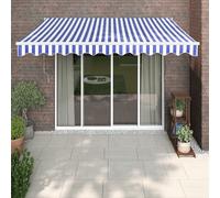 vidaXL Store rétractable 3 x 2,5 m bleu et blanc Tissu et aluminium