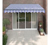 vidaXL Auvent rétractable bleu et blanc 3,5x2,5 m tissu et aluminium G