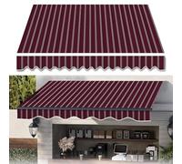 Auvent Rétractable Tissu de Remplacement du Refuge de Sun Shade 4 x 3m Auvent Manuel Jardin Patio Couvercle de la Canopée Toile de L'esseur Résistant à L'ea(Size:3x2m,Color:Bandes Blanches Rouges)