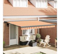 vidaXL Auvent rétractable jaune et blanc 3,5x2,5 m tissu et aluminium Blanc