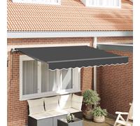 vidaXL Auvent rétractable Solution d'ombre, tissu, manuel, anthracite 300x200 cm