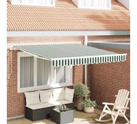 vidaXL Auvent Rétractable Vert et Blanc 350 x 250 cm, Auvent réglable, résistant, Ombre Moderne pour terrasse, Protection extérieure, abri de Jardin rétractable