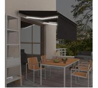 vidaXL Auvent Automatique avec Store Capteur de Vent et LED Banne Pliable Jardin Balcon Terrasse Protection contre Rayons UV 3x2,5 m Anthracite G