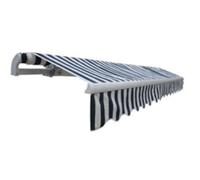 Auvent solaire pliable motorisé 600 cm bleu | Cadre en aluminium, tissu polyester PU, télécommande, 4 supports muraux