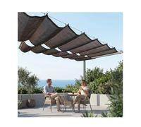 Auvent télescopique en Forme de U, Voile d'ombrage extérieure rétractable for terrasse, véranda, café, Aire de Jeux, Protection UV Solaire en PEHD, Respirant et Durable(W1.3*L4m/W4.26*L13.12ft)