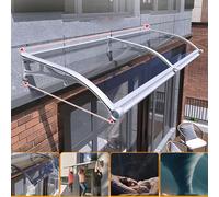 Auvent transparent en polycarbonate avec support en aluminium pour abri extérieur, auvent de porte d'entrée, jardin, terrasse et protection de porche