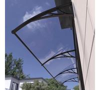 Auvent transparent en polycarbonate pour balcon et porte 60 x 80 cm, 100 x 160 cm, 150 x 300 cm, couverture de toit résistante aux intempéries, design élégant noir, solution d'extérieur polyvalente