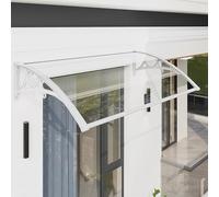 Auvent transparent en polycarbonate pour portes et terrasse en aluminium avec support blanc pour jardin, villa, garage, 100 x 230 cm, solution d'ombrage extérieure