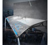 Auvent transparent pour porte d'entrée extérieure - Auvent incurvé pour jardin, balcon et porte - Résistant aux intempéries et élégant