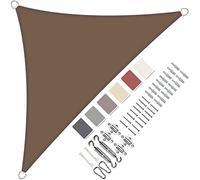 Auvent triangulaire imperméable 3 x 3 x 4,25 m - Protection UV 95 % - Résistant aux déchirures - Avec kit de montage - Résistant aux intempéries - Marron