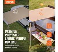 Auvent Voiture Rétractable 1 4x2 m Grand Auvent Latéral Voiture PU3000 mm UV50+ Résistant Soleil/Eau/Vent avec Sac Rangement Auvent…