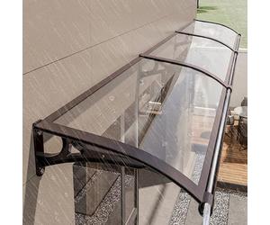 Auvents pour terrasse, auvent d'entrée en polycarbonate avec support en aluminium robuste pour porte, fenêtre, terrasse, bouclier UV toutes saisons (style B, 80 x 320 cm)
