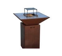 AUVERGNAT Brasero Simple Cuve Corten Carré - Sans rangement bois - Compact et simple, parfait pour des soirées en extérieur