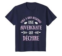 Auvergnate Qui déchire Humour Auvergne Femme idée Cadeau T-Shirt, Enfant, Bleu Marine, 2 Ans