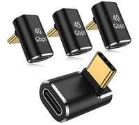 AuviPal Lot de 4 adaptateurs USB C à 90 degrés USB C mâle vers USB C Femelle connecteur à Angle Droit pour Steam Deck, Switch, Laptop, Tablette, téléphones et Autres appareils de Type C - Noir