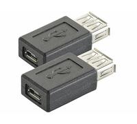 auvisio Lot de 2 adaptateurs USB 2.0 femelle vers micro USB B femelle (Micro USB mâle avec USB femelle)