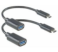 2 adaptateurs USB-A 3.0 femelle vers USB-C mâle - 15 cm Auvisio