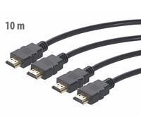 Auvisio 2 câbles HDMI compatibles 4K, 3D & Full HD, HEC, noir - 10 m