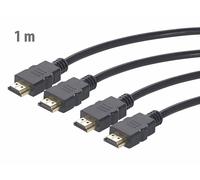 Auvisio 2 câbles HDMI High-Speed pour 4K, 3D & Full HD, HEC, noir, 1 m