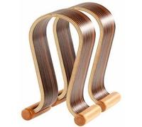 2 supports design pour casque audio aspect noyer