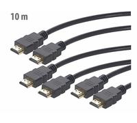 3 câbles HDMI compatible 4K, 3D & Full HD, HEC, noir - 10 m Auvisio