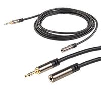 Auvisio Câble de rallonge jack 3,5-mm, stéréo, 2 m, plaqué or