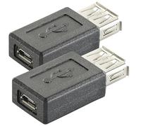 auvisio Lot de 2 adaptateurs USB 2.0 femelle vers micro USB B femelle (Micro USB mâle avec USB femelle)