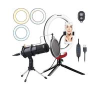 Auvisio Microphone à condensateur USB MC-210.usb avec anneau lumineux - Deluxe