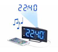 Auvisio Radio-réveil à projection avec affichage bleu et port de chargement USB