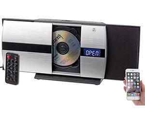 auvisio Système de Musique Vertical : chaîne stéréo Verticale avec Bluetooth, CD, MP3, Fonction Radio, AUX, NFC, 20 W (Lecteur CD Vertical, Radio Murale avec Haut-Parleur, iPad)