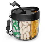 AUVON pilulier semainier 7 jours, Semainier Medicament Rond 7 Compartiments avec de Grands Espaces Séparés, Pillulier Semainier Matin et Soir Portable pour Vitamines, Huile de Poisson, Médicaments etc