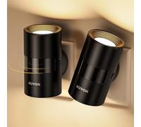 AUVON Veilleuse Prise Electrique avec Détecteur de Mouvement et Capteur Crépusculaire, éclairage Supérieur et Inférieur, Luminosité Réglable, Innovante de Rotation de 90° pour Chambre Couloir Cuisine