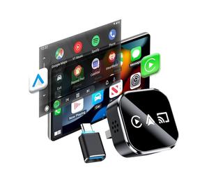 auvstar 2026 Amélioré,3 en 1 Mirror Link Projection Adaptateur CarPlay & Android Auto sans Fil，Type-C/USB pour iOS & Android 11+，avec Voitures équipées de CarPlay Filaire à partir de 2016 (Android)